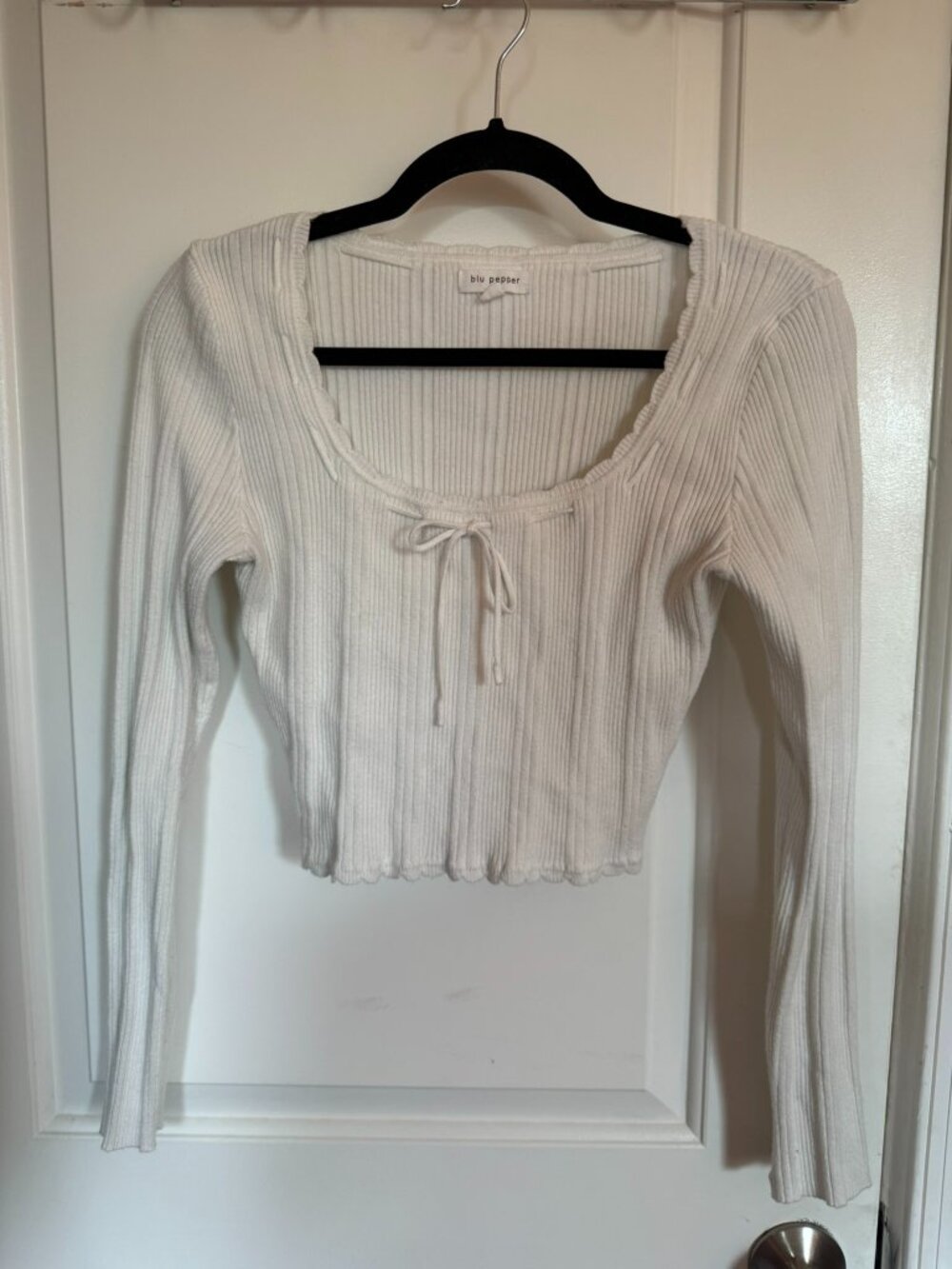 Blu Pepper Cropped Sweater Tee Trendy Teen Style Girlhoodcore Coquette